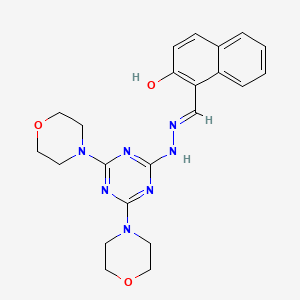 molecular formula C22H25N7O3 B6043314 2-hydroxy-1-naphthaldehyde (4,6-di-4-morpholinyl-1,3,5-triazin-2-yl)hydrazone 