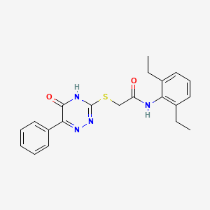 molecular formula C21H22N4O2S B6043325 N-(2,6-diethylphenyl)-2-[(5-oxo-6-phenyl-4,5-dihydro-1,2,4-triazin-3-yl)thio]acetamide 