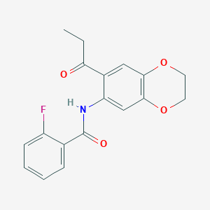 molecular formula C18H16FNO4 B6043335 2-fluoro-N-(7-propionyl-2,3-dihydro-1,4-benzodioxin-6-yl)benzamide 