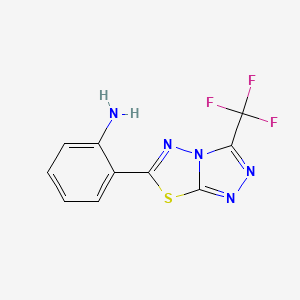molecular formula C10H6F3N5S B604336 2-[3-(Trifluoromethyl)[1,2,4]triazolo[3,4-b][1,3,4]thiadiazol-6-yl]aniline CAS No. 1216244-01-7