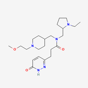 molecular formula C23H39N5O3 B6043369 N-[(1-ethylpyrrolidin-2-yl)methyl]-N-[[1-(2-methoxyethyl)piperidin-4-yl]methyl]-3-(6-oxo-1H-pyridazin-3-yl)propanamide 