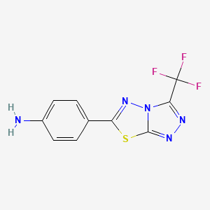 molecular formula C10H6F3N5S B604337 4-[3-(Trifluoromethyl)[1,2,4]triazolo[3,4-b][1,3,4]thiadiazol-6-yl]aniline CAS No. 1225501-12-1