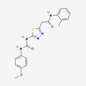 molecular formula C19H19N5O3S B6043372 2-[5-({[(4-methoxyphenyl)amino]carbonyl}amino)-1,3,4-thiadiazol-2-yl]-N-(2-methylphenyl)acetamide 