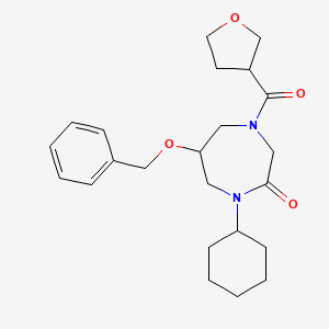 molecular formula C23H32N2O4 B6043375 6-(benzyloxy)-1-cyclohexyl-4-(tetrahydro-3-furanylcarbonyl)-1,4-diazepan-2-one 