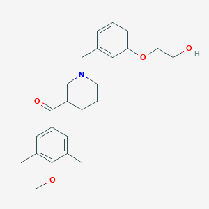 molecular formula C24H31NO4 B6043396 {1-[3-(2-hydroxyethoxy)benzyl]-3-piperidinyl}(4-methoxy-3,5-dimethylphenyl)methanone 