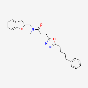 molecular formula C25H29N3O3 B6043397 N-(2,3-dihydro-1-benzofuran-2-ylmethyl)-N-methyl-3-[5-(4-phenylbutyl)-1,3,4-oxadiazol-2-yl]propanamide 