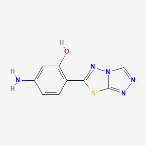B604341 5-Amino-2-([1,2,4]triazolo[3,4-b][1,3,4]thiadiazol-6-yl)phenol CAS No. 1030536-88-9