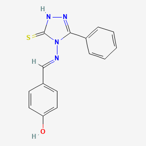 molecular formula C15H12N4OS B604345 4-[(3-Mercapto-5-phenyl-[1,2,4]triazol-4-ylimino)-methyl]-phenol CAS No. 1198308-27-8