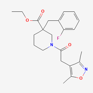 ethyl 1-[(3,5-dimethyl-4-isoxazolyl)acetyl]-3-(2-fluorobenzyl)-3-piperidinecarboxylate