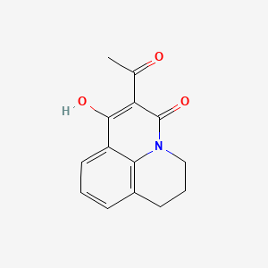 molecular formula C14H13NO3 B604353 6-acetyl-7-hydroxy-2,3-dihydro-1H,5H-pyrido[3,2,1-ij]quinolin-5-one CAS No. 141945-41-7
