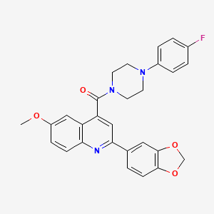 molecular formula C28H24FN3O4 B6043530 2-(1,3-benzodioxol-5-yl)-4-{[4-(4-fluorophenyl)-1-piperazinyl]carbonyl}-6-methoxyquinoline 