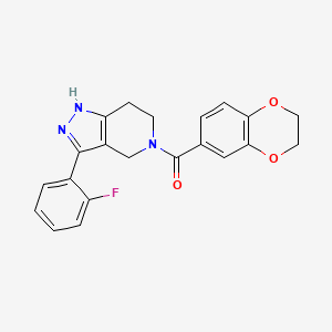 molecular formula C21H18FN3O3 B6043536 5-(2,3-dihydro-1,4-benzodioxin-6-ylcarbonyl)-3-(2-fluorophenyl)-4,5,6,7-tetrahydro-1H-pyrazolo[4,3-c]pyridine 