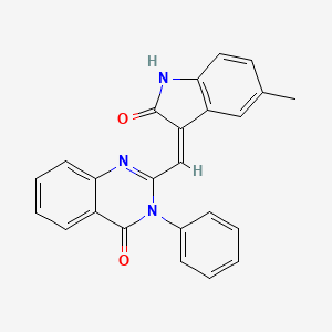 molecular formula C24H17N3O2 B604358 2-[(5-methyl-2-oxo-1,2-dihydro-3H-indol-3-ylidene)methyl]-3-phenyl-4(3H)-quinazolinone CAS No. 282108-60-5