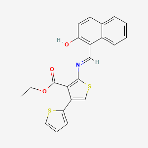 molecular formula C22H17NO3S2 B604359 Ethyl 2-{[(2-hydroxy-1-naphthyl)methylidene]amino}-4,2'-bithiophene-3-carboxylate CAS No. 374548-61-5