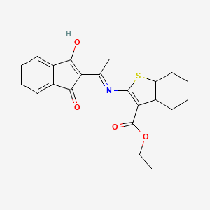 molecular formula C22H21NO4S B604360 ethyl 2-{[1-(1,3-dioxo-1,3-dihydro-2H-inden-2-ylidene)ethyl]amino}-4,5,6,7-tetrahydro-1-benzothiophene-3-carboxylate CAS No. 374102-94-0