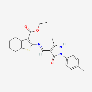 ethyl 2-({[3-methyl-1-(4-methylphenyl)-5-oxo-1,5-dihydro-4H-pyrazol-4-ylidene]methyl}amino)-4,5,6,7-tetrahydro-1-benzothiophene-3-carboxylate
