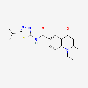 1-ethyl-N-(5-isopropyl-1,3,4-thiadiazol-2-yl)-2-methyl-4-oxo-1,4-dihydro-6-quinolinecarboxamide