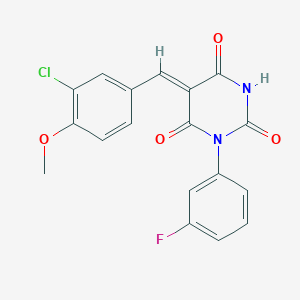 5-(3-chloro-4-methoxybenzylidene)-1-(3-fluorophenyl)-2,4,6(1H,3H,5H)-pyrimidinetrione