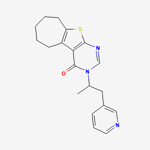 molecular formula C19H21N3OS B6043686 3-(1-methyl-2-pyridin-3-ylethyl)-3,5,6,7,8,9-hexahydro-4H-cyclohepta[4,5]thieno[2,3-d]pyrimidin-4-one 