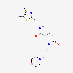 molecular formula C20H32N4O3S B6043707 N-[2-(4,5-dimethyl-1,3-thiazol-2-yl)ethyl]-1-[3-(4-morpholinyl)propyl]-6-oxo-3-piperidinecarboxamide 
