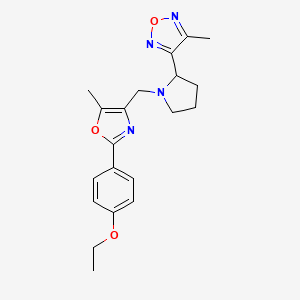 molecular formula C20H24N4O3 B6043719 3-(1-{[2-(4-ethoxyphenyl)-5-methyl-1,3-oxazol-4-yl]methyl}-2-pyrrolidinyl)-4-methyl-1,2,5-oxadiazole 