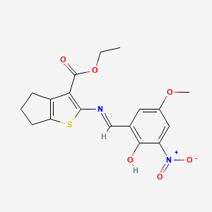 ethyl 2-({2-hydroxy-3-nitro-5-methoxybenzylidene}amino)-5,6-dihydro-4H-cyclopenta[b]thiophene-3-carboxylate