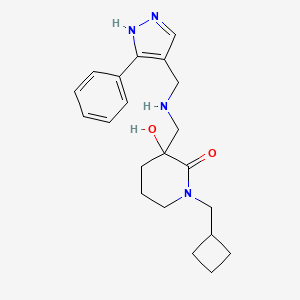 1-(cyclobutylmethyl)-3-hydroxy-3-({[(3-phenyl-1H-pyrazol-4-yl)methyl]amino}methyl)-2-piperidinone