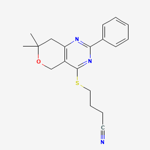 4-[(7,7-dimethyl-2-phenyl-7,8-dihydro-5H-pyrano[4,3-d]pyrimidin-4-yl)thio]butanenitrile