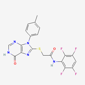 molecular formula C20H13F4N5O2S B6043835 2-{[9-(4-methylphenyl)-6-oxo-6,9-dihydro-1H-purin-8-yl]thio}-N-(2,3,5,6-tetrafluorophenyl)acetamide 