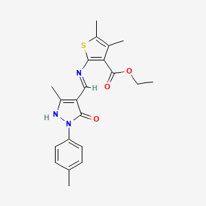 ethyl 4,5-dimethyl-2-({[3-methyl-1-(4-methylphenyl)-5-oxo-1,5-dihydro-4H-pyrazol-4-ylidene]methyl}amino)-3-thiophenecarboxylate