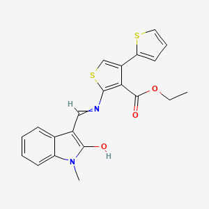ethyl 5'-{[(1-methyl-2-oxo-2,3-dihydro-1H-indol-3-ylidene)methyl]amino}-[2,3'-bithiophene]-4'-carboxylate