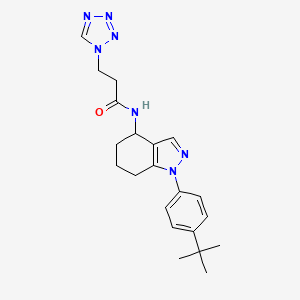 molecular formula C21H27N7O B6043851 N-[1-(4-tert-butylphenyl)-4,5,6,7-tetrahydro-1H-indazol-4-yl]-3-(1H-tetrazol-1-yl)propanamide 