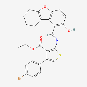 Ethyl 4-(4-bromophenyl)-2-{[(2-hydroxy-6,7,8,9-tetrahydrodibenzo[b,d]furan-1-yl)methylene]amino}-3-thiophenecarboxylate