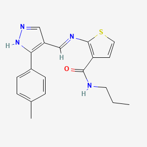 2-({[3-(4-methylphenyl)-1H-pyrazol-4-yl]methylene}amino)-N-propyl-3-thiophenecarboxamide