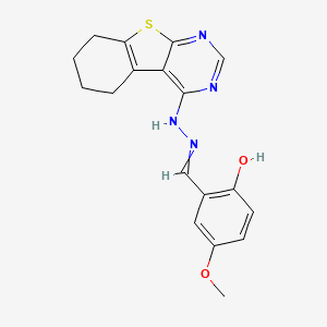 molecular formula C18H18N4O2S B604391 4-Methoxy-2-[(2-{8-thia-4,6-diazatricyclo[7.4.0.0^{2,7}]trideca-1(9),2,4,6-tetraen-3-yl}hydrazin-1-ylidene)methyl]phenol CAS No. 327103-85-5