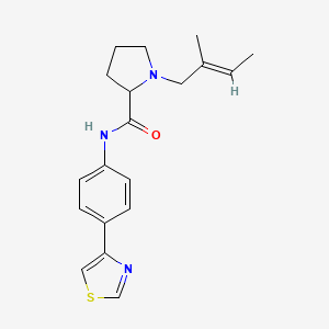 molecular formula C19H23N3OS B6043924 1-[(2E)-2-methyl-2-buten-1-yl]-N-[4-(1,3-thiazol-4-yl)phenyl]prolinamide 