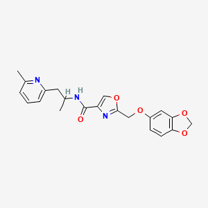 molecular formula C21H21N3O5 B6043926 2-[(1,3-benzodioxol-5-yloxy)methyl]-N-[1-methyl-2-(6-methyl-2-pyridinyl)ethyl]-1,3-oxazole-4-carboxamide 