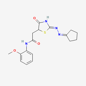 2-[2-(cyclopentylidenehydrazono)-4-hydroxy-2,5-dihydro-1,3-thiazol-5-yl]-N-(2-methoxyphenyl)acetamide