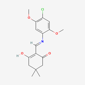 molecular formula C17H20ClNO4 B604395 2-[(4-Chloro-2,5-dimethoxyanilino)methylene]-5,5-dimethyl-1,3-cyclohexanedione CAS No. 370852-93-0