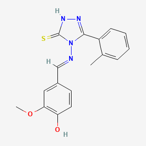 molecular formula C17H16N4O2S B6043952 4-({[3-mercapto-5-(2-methylphenyl)-4H-1,2,4-triazol-4-yl]imino}methyl)-2-methoxyphenol 