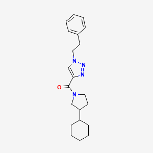 molecular formula C21H28N4O B6043987 (3-Cyclohexylpyrrolidin-1-yl)-[1-(2-phenylethyl)triazol-4-yl]methanone 