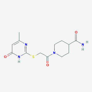 molecular formula C13H18N4O3S B6043988 1-{[(4-hydroxy-6-methyl-2-pyrimidinyl)thio]acetyl}-4-piperidinecarboxamide 