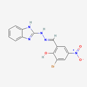 molecular formula C14H10BrN5O3 B6044040 2-{(E)-[2-(1H-benzimidazol-2-yl)hydrazinylidene]methyl}-6-bromo-4-nitrophenol 