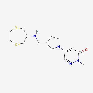 molecular formula C15H24N4OS2 B6044065 5-{3-[(1,4-dithiepan-6-ylamino)methyl]pyrrolidin-1-yl}-2-methylpyridazin-3(2H)-one 