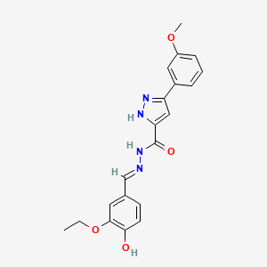 molecular formula C20H20N4O4 B604408 N'-[(E)-(3-ethoxy-4-hydroxyphenyl)methylidene]-3-(3-methoxyphenyl)-1H-pyrazole-5-carbohydrazide CAS No. 1285507-57-4