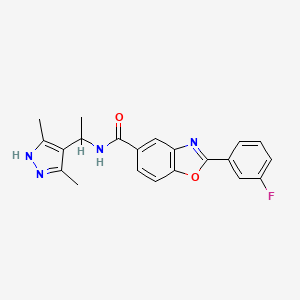 molecular formula C21H19FN4O2 B6044090 N-[1-(3,5-dimethyl-1H-pyrazol-4-yl)ethyl]-2-(3-fluorophenyl)-1,3-benzoxazole-5-carboxamide 