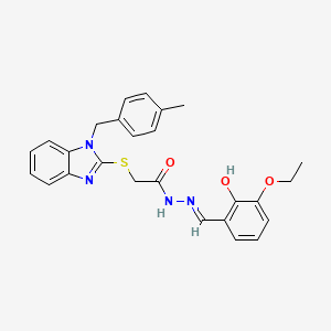 N'-(3-ethoxy-2-hydroxybenzylidene)-2-{[1-(4-methylbenzyl)-1H-benzimidazol-2-yl]sulfanyl}acetohydrazide