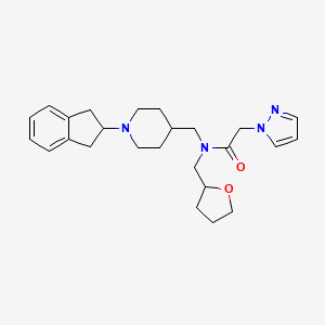 molecular formula C25H34N4O2 B6044131 N-{[1-(2,3-dihydro-1H-inden-2-yl)-4-piperidinyl]methyl}-2-(1H-pyrazol-1-yl)-N-(tetrahydro-2-furanylmethyl)acetamide 