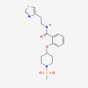 molecular formula C18H23N3O4S2 B6044135 2-{[1-(methylsulfonyl)-4-piperidinyl]oxy}-N-[2-(1,3-thiazol-4-yl)ethyl]benzamide 