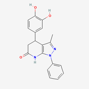 molecular formula C19H17N3O3 B6044143 4-(3,4-dihydroxyphenyl)-3-methyl-1-phenyl-1,4,5,7-tetrahydro-6H-pyrazolo[3,4-b]pyridin-6-one 